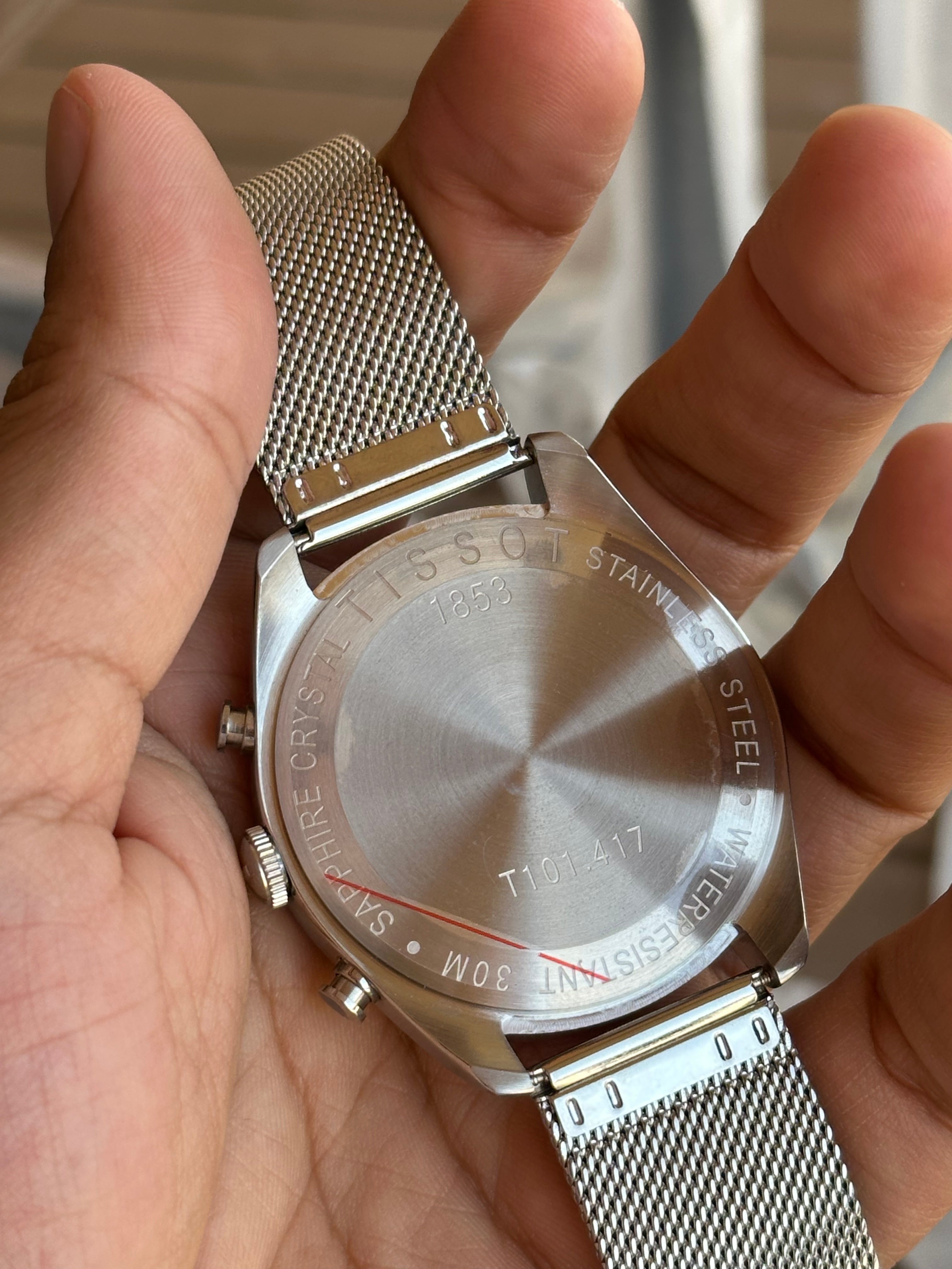 Tissot Chronograph Black Dial Mesh Bracelet