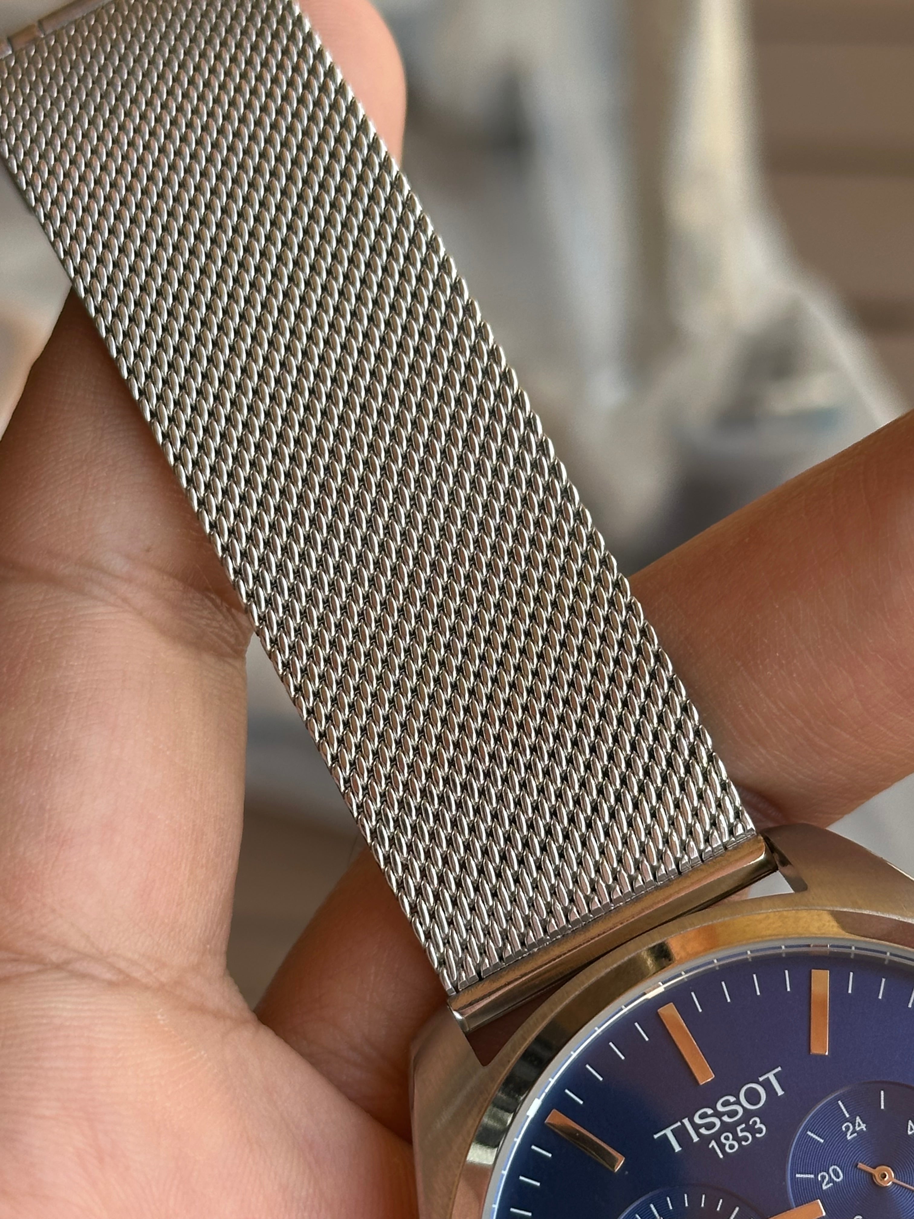 Tissot Chronograph Blue Dial Mesh Bracelet