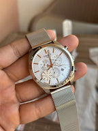 Tissot Chronograph White Dial Mesh Bracelet