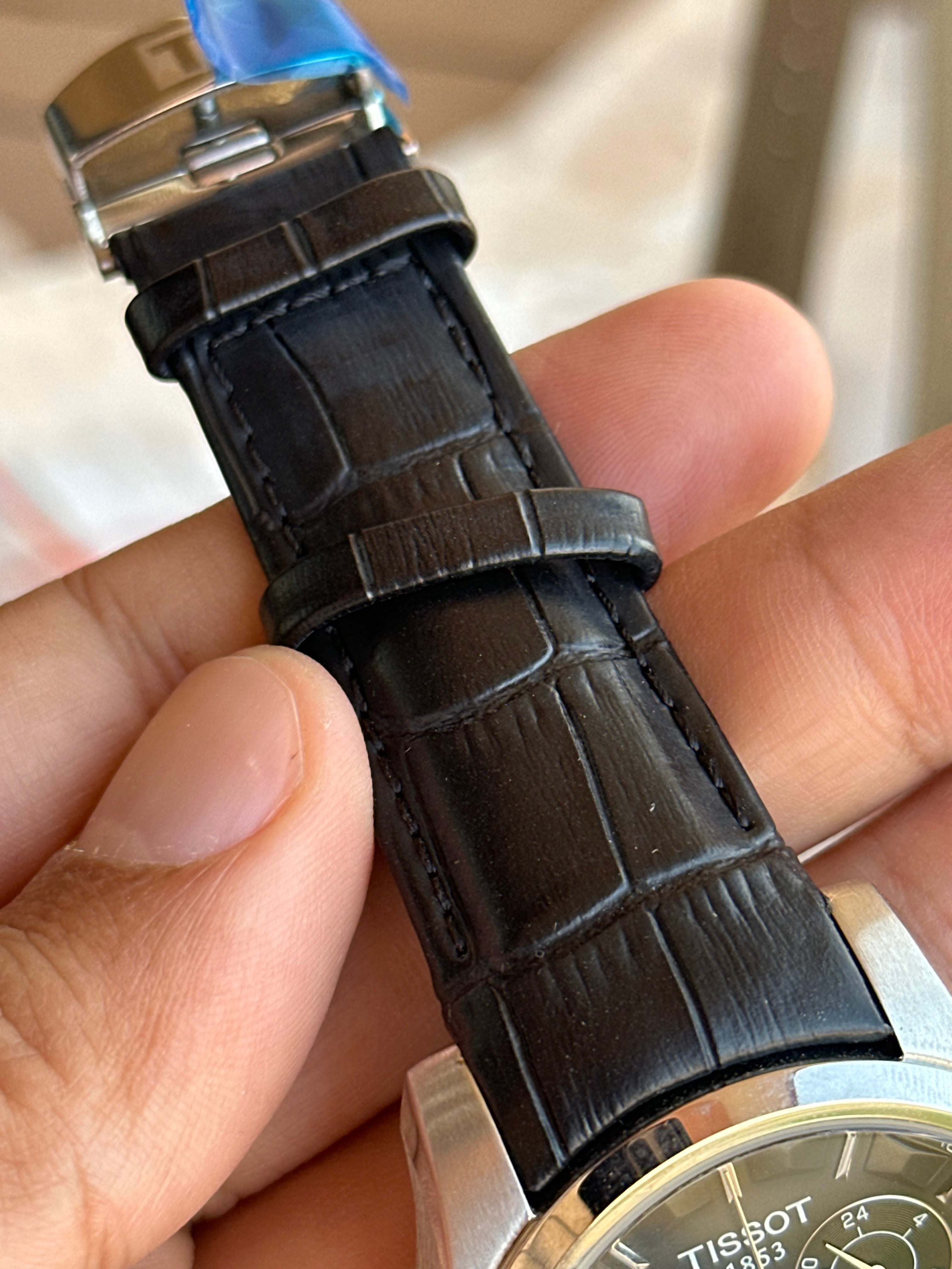 Tissot Chronograph Black Dial leather strap