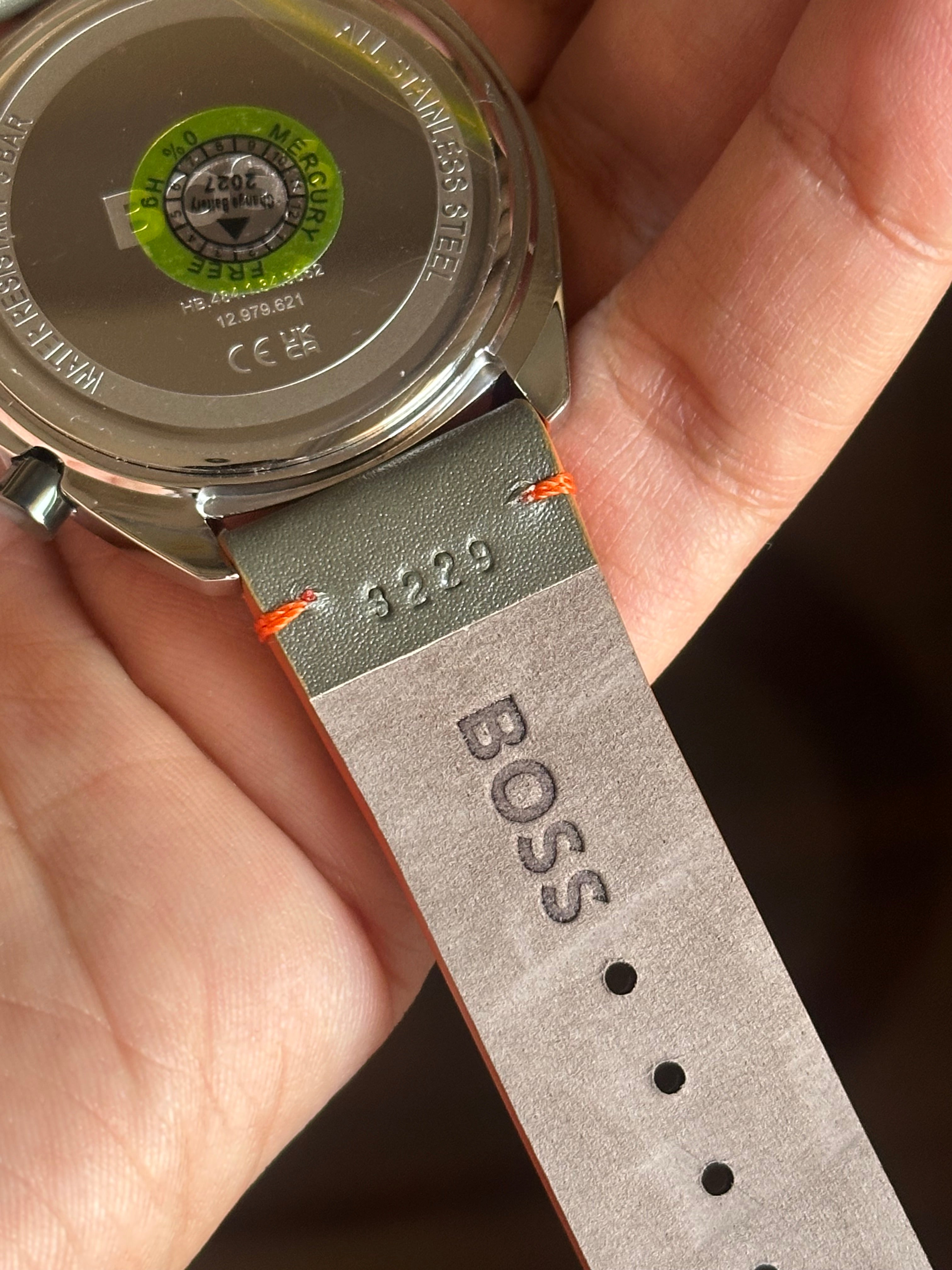 Hugo Boss Men's Olive Green Dial Green Leather Watch - 1514018