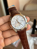 Tissot Chronograph white Dial brown leather strap