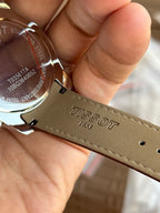 Tissot Chronograph white Dial brown leather strap