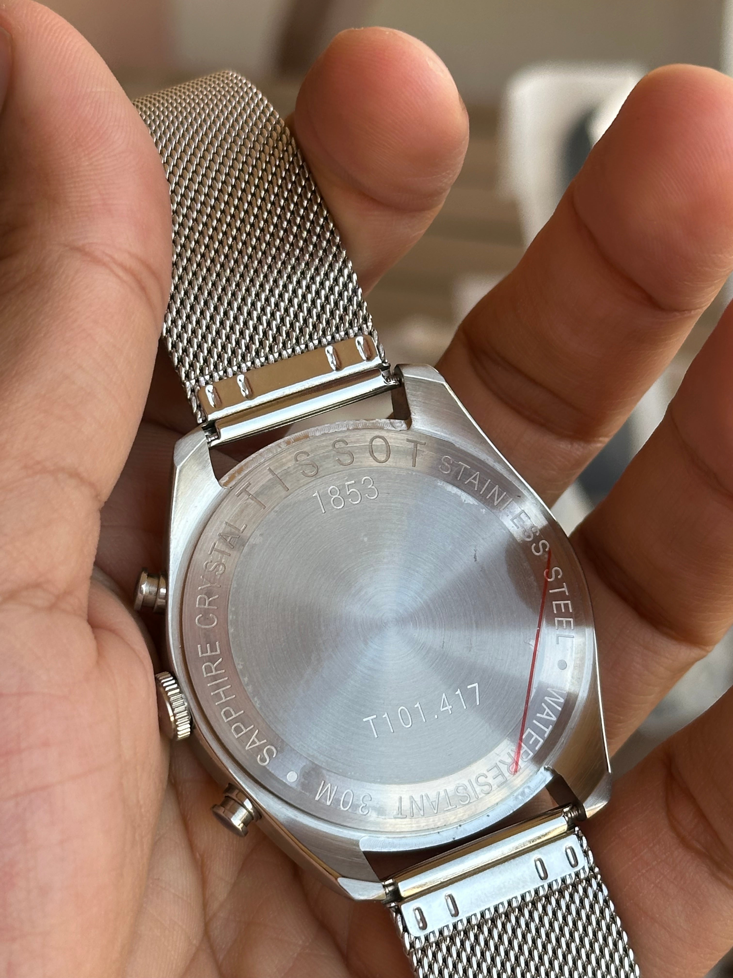 Tissot Chronograph White Dial Mesh Bracelet