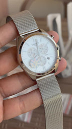 Tissot Chronograph White Dial Mesh Bracelet
